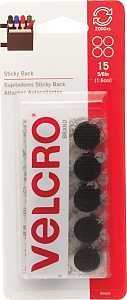 VELCRO Brand 90069 Hook and Loop Fastener, 5/8 in W, Nylon, Black, Rubber Adhesive
