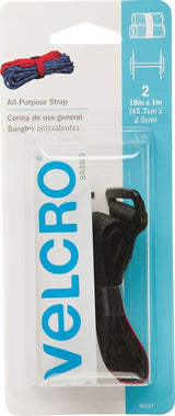 VELCRO Brand 90107 Hook and Loop Fastener, 1 in W, 18 in L, Black