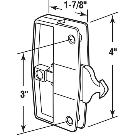 Prime-Line A 165 Door Latch and Pull, Mounting Hole Center to Center: 3 in, Plastic/Steel, Black