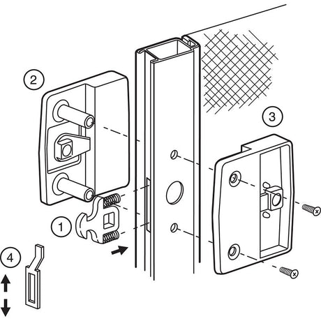 Prime-Line A 165 Door Latch and Pull, Mounting Hole Center to Center: 3 in, Plastic/Steel, Black