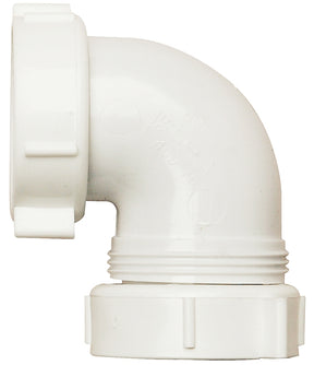 Plumb Pak PP66-10W Drain Pipe Elbow, 1-1/2 in, Slip-Joint, 90 deg Angle, PVC, White