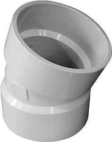 Canplas 192554 Pipe Elbow, 4 in, Hub, 22.5 deg Angle, PVC, White, SCH40