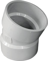 Canplas 192554 Pipe Elbow, 4 in, Hub, 22.5 deg Angle, PVC, White, SCH40