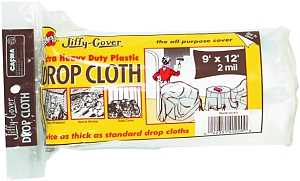 Warp's 2JC-912 Drop Cloth, 12 ft L, 9 ft W, 2 mil Thick, Plastic, Clear, Pack of 12
