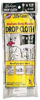 Warp's PC-72 Drop Cloth, 4/10 mil Thick, 12 ft L, 9 ft W, Plastic, Clear, Pack of 72