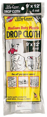 Warp's PC-72 Drop Cloth, 4/10 mil Thick, 12 ft L, 9 ft W, Plastic, Clear, Pack of 72