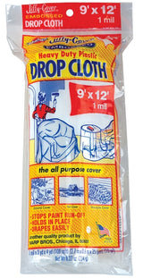 Warp's EC-912 Drop Cloth, 1 mil Thick, 12 ft L, 9 ft W, Plastic, Clear, Pack of 24
