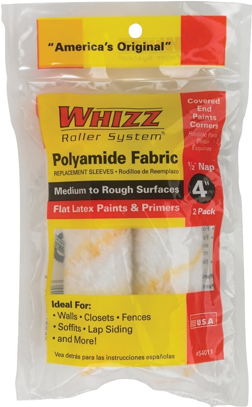 Whizz 54011 Roller Cover, 1/2 in Thick Nap, 4 in L, Polyamide Cover, 2/PK