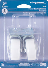 Shepherd Hardware 9041 Swivel Caster, 1-1/8 x 2 in Plate, 4.63 in W x 2 in D x 6-1/2 in H Dimensions, 2 in Dia Wheel, Pack of 6