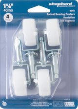 Shepherd Hardware 9055 Swivel Caster, Stem Mounting, 4.63 in W x 1.31 in D x 6.56 in H Dimensions, 1-5/8 in Dia Wheel, Pack of 6