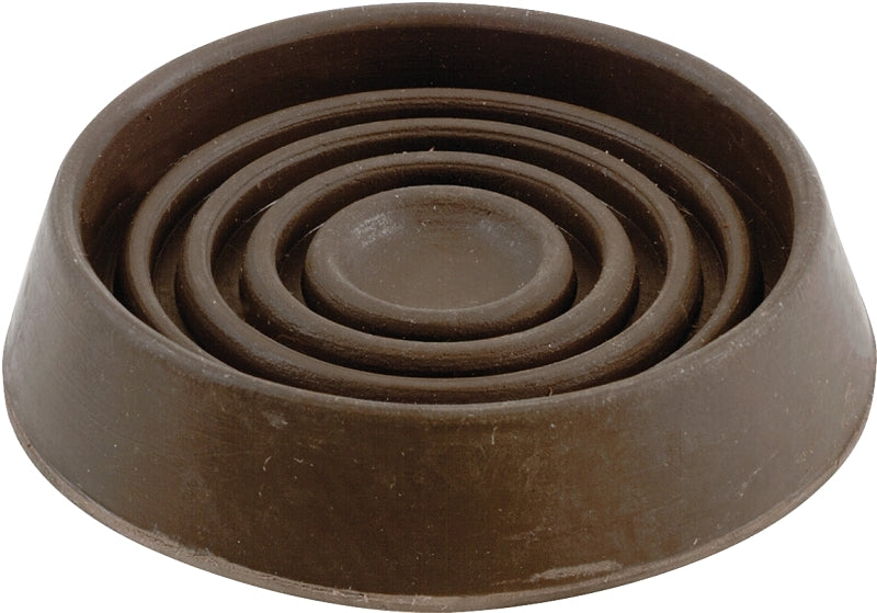 Shepherd Hardware 9075 Caster Cup, Round, 1-1/2 in Dimensions, Rubber, Brown, 4/PK, Pack of 6