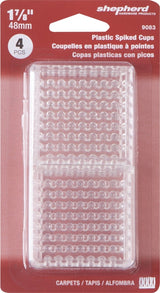 Shepherd Hardware 9083 Caster Cup, Square, 1-7/8 in Dimensions, Plastic, Clear, 4/PK, Pack of 6