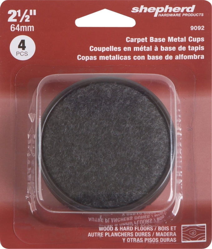 Shepherd Hardware 9092 Caster Cup, Round, 2-1/2 in Dimensions, Brown, 4/PK, Pack of 6
