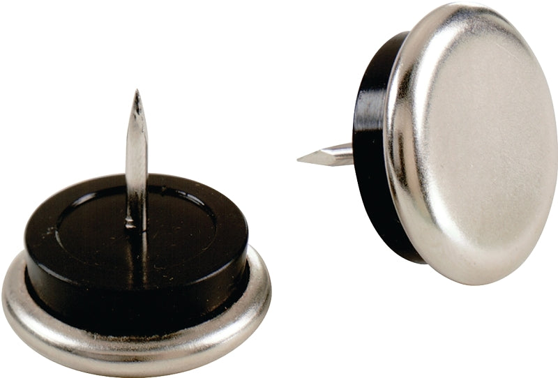 Shepherd Hardware 9100 Furniture Glide, Round, 1 in Dia Dimensions, Nickel, Silver, 4/PK, Pack of 6