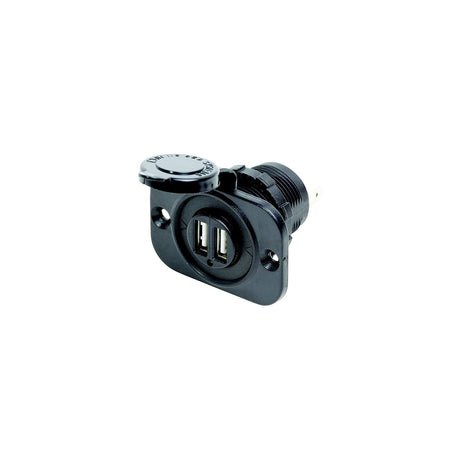 Dual USB Charger Socket, Black