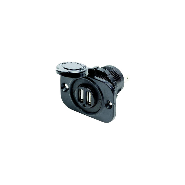 Dual USB Charger Socket, Black