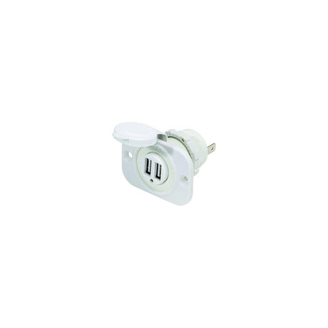 Dual USB Charger Socket, White