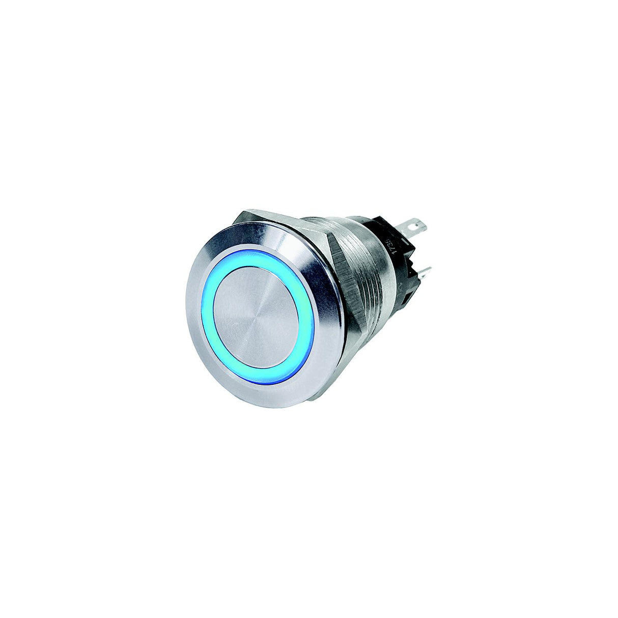 Blue Sea 4161 Push Button LED Ring Switch, Blue, Off-(On)