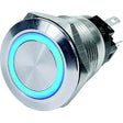 Blue Sea 4160 Push Button LED Ring Switch, Blue, Off-On