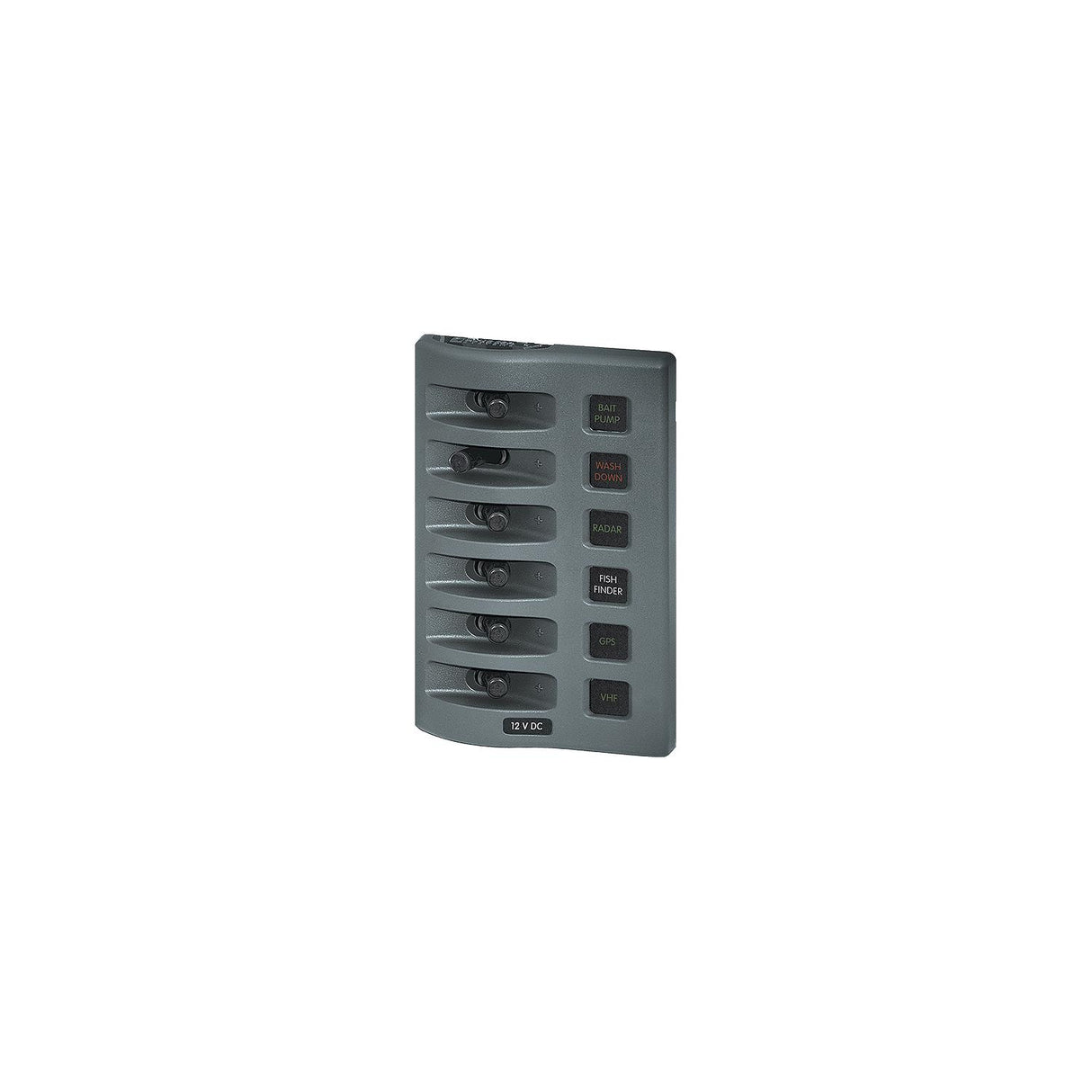 Blue Sea Systems 4306 WeatherDeck 12V DC 6 Position Waterproof Fuse Panel, Gray