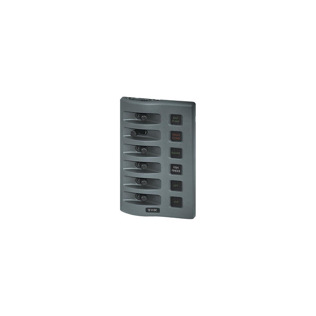 Blue Sea Systems 4306 WeatherDeck 12V DC 6 Position Waterproof Fuse Panel, Gray