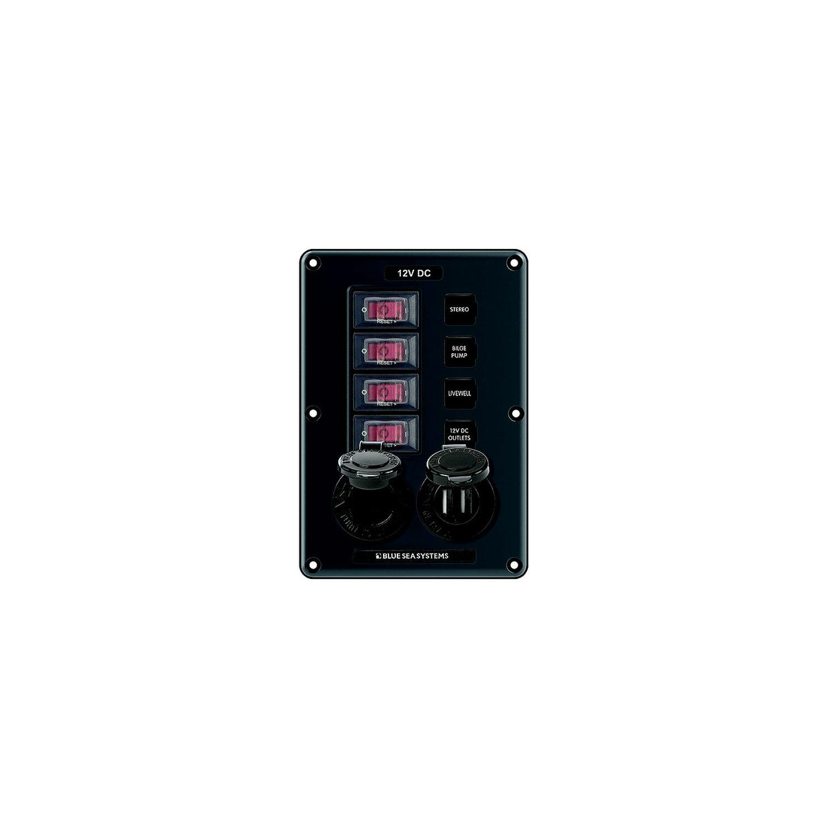 Blue Sea 4321 Water-Resistant Circuit Breaker Switch Panel, 4 Position ...