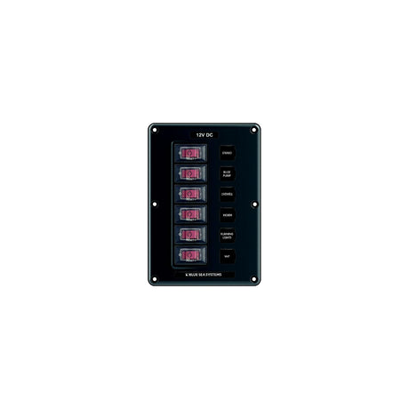 Blue Sea 4322 Water-Resistant Circuit Breaker Switch Panel, 6 Position