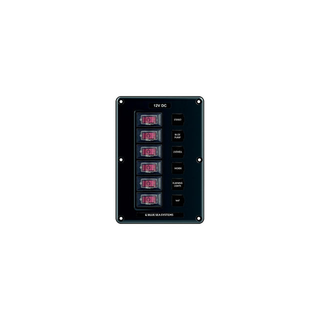 Blue Sea 4322 Water-Resistant Circuit Breaker Switch Panel, 6 Position