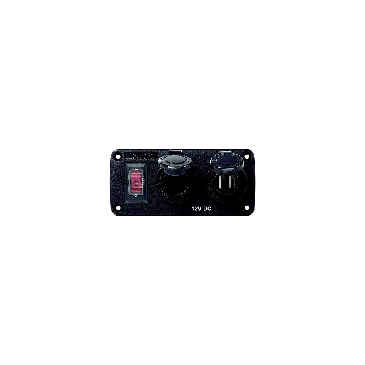 Blue Sea Systems 4363 Water-Resistant USB Accessory Panel, w/12V Socket, 2.1A Dual USB Charger