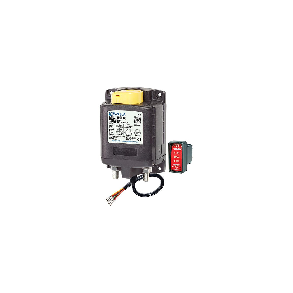 Blue Sea Systems 7622 ML Series Automatic Charging Relay, 12V w/Manual Override