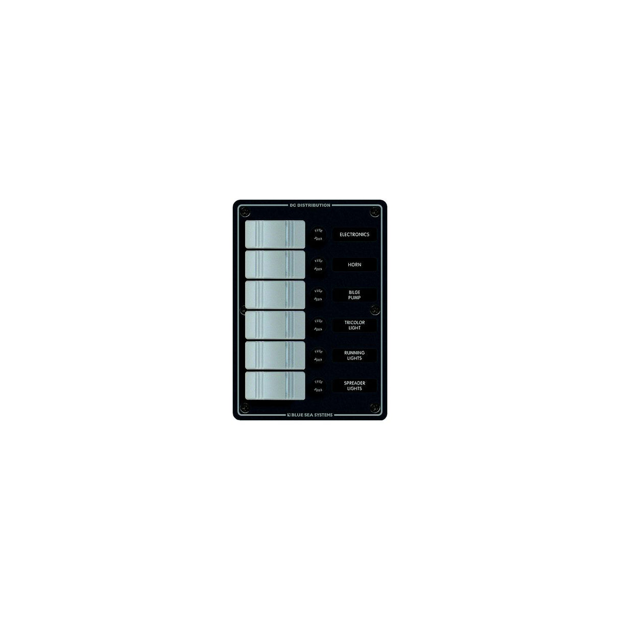 Blue Sea Systems 8053 Contura Water Resistant 12V DC 6 Position Panel, Gray