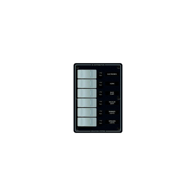 Blue Sea Systems 8053 Contura Water Resistant 12V DC 6 Position Panel, Gray