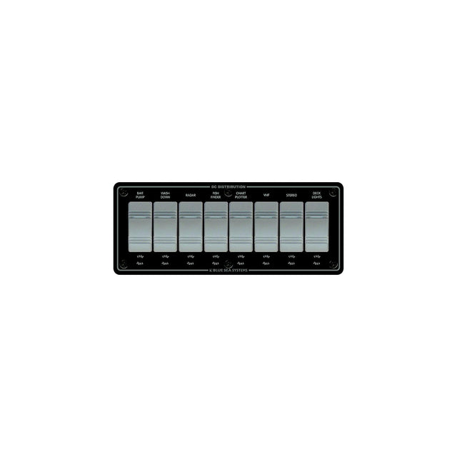 Blue Sea Systems 8261 Contura Water Resistant 12V DC 8 Position Panel, Gray