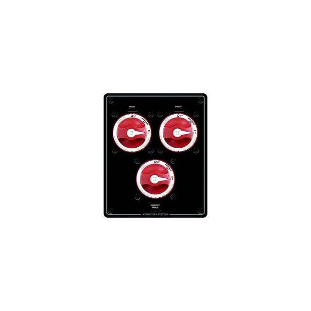 Blue Sea Systems 8280 Traditional Metal Dual Bank Battery Management Panel, 3 Battery Switches