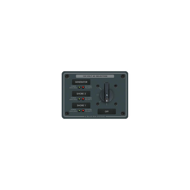 Blue Sea Systems 8366 AC Rotary Switch Panel 30 Amp 3 positions + OFF, 2 Pole