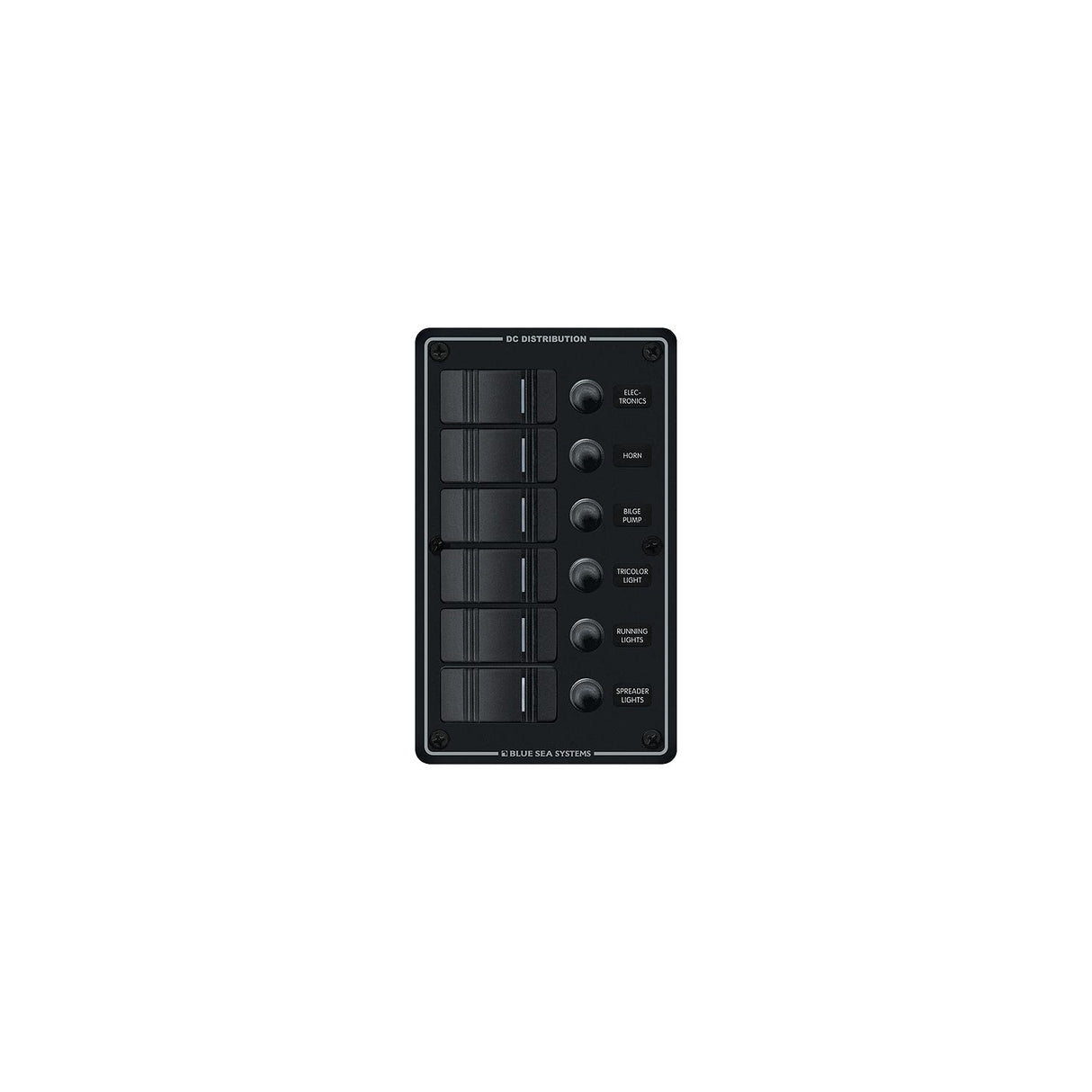Blue Sea Systems 8373 Water Resistant Circuit Breaker Panel 6 Positions-Black