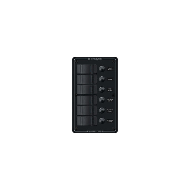 Blue Sea Systems 8373 Water Resistant Circuit Breaker Panel 6 Positions-Black