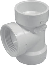Canplas 192115S DWV Test Tee, 2 in, Hub x FNPT, PVC, White