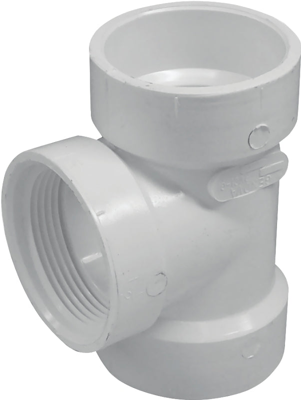IPEX 192116S DWV Cleanout Pipe Tee, 3 in, Hub x FNPT, PVC, White, SCH 40 Schedule