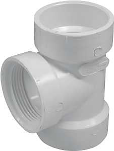 Canplas 192117S Test Tee, 4 in, Hub x FNPT, PVC, White