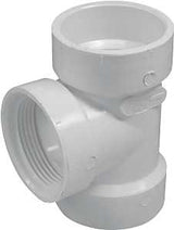 Canplas 192117S Test Tee, 4 in, Hub x FNPT, PVC, White