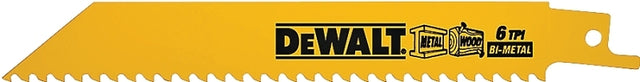 DEWALT DW4850 Reciprocating Saw Blade, 3/4 in W, 6 in L, 6 TPI, Bi-Metal Cutting Edge