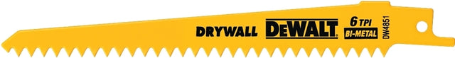 DEWALT DW4851 Reciprocating Saw Blade, 3/4 in W, 6 in L, 6 TPI, Bi-Metal Cutting Edge