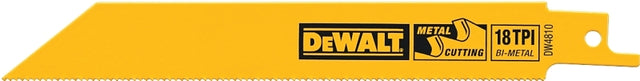 DEWALT DW4810 Reciprocating Saw Blade, 3/4 in W, 4 in L, 18 TPI, Bi-Metal Cutting Edge