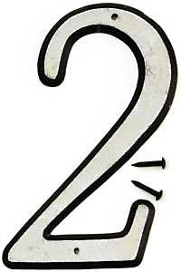 Hy-Ko 30600 Series 30602 Reflective House Number, Character: 2, 4 in H Character, Black/White Character, Plastic, Pack of 10