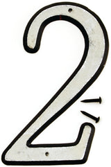Hy-Ko 30600 Series 30602 Reflective House Number, Character: 2, 4 in H Character, Black/White Character, Plastic, Pack of 10