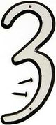 Hy-Ko 30600 Series 30603 Reflective House Number, Character: 3, 4 in H Character, Black/White Character, Plastic, Pack of 10