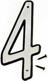 Hy-Ko 30600 Series 30604 Reflective House Number, Character: 4, 4 in H Character, Black/White Character, Plastic, Pack of 10