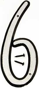 Hy-Ko 30600 Series 30606 Reflective House Number, Character: 6, 4 in H Character, Black/White Character, Plastic, Pack of 10