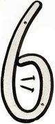 Hy-Ko 30600 Series 30606 Reflective House Number, Character: 6, 4 in H Character, Black/White Character, Plastic, Pack of 10
